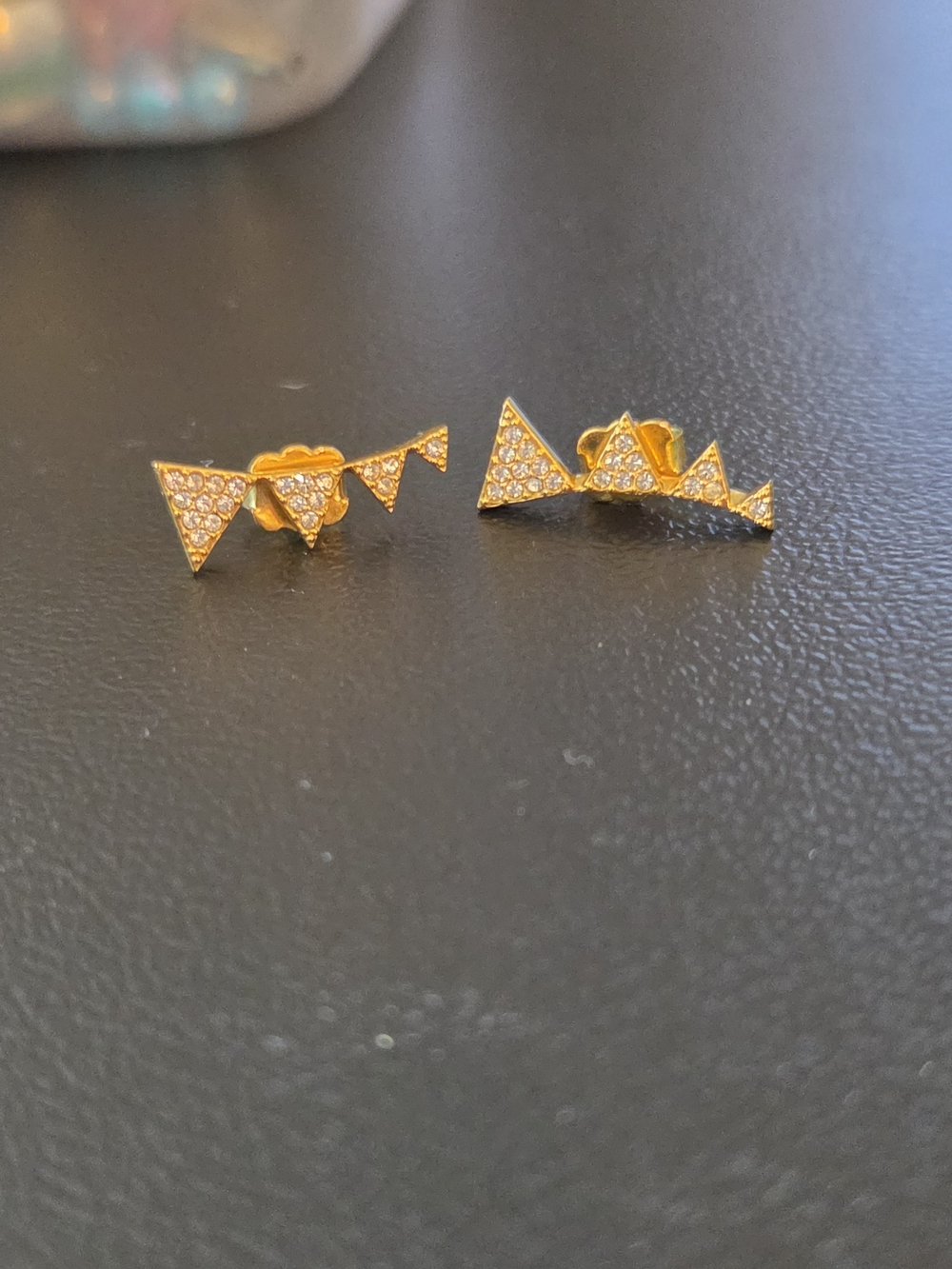 New York & Company Gold Triangle Pavé Ear Climbers